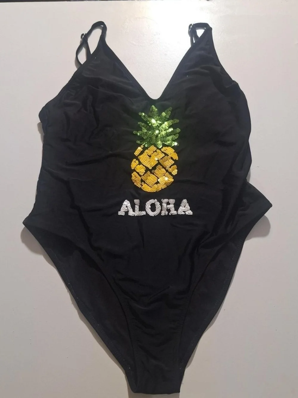 Xhilaration Black One-Piece Swimsuit with Pink Logo Tag